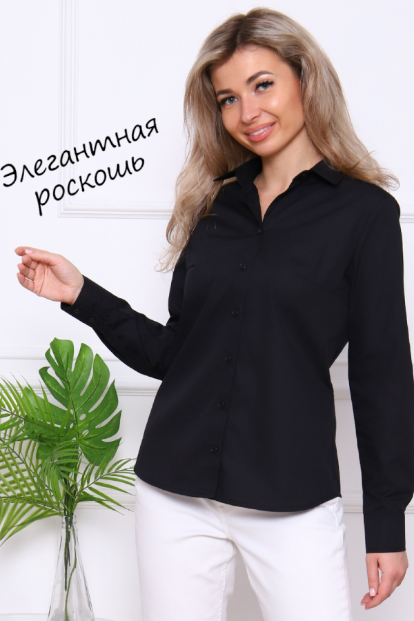 Рубашка черная женская офисная, длинный рукав Н